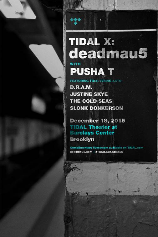Deadmau5, Pusha T, and D.R.A.M. to Play Tidal X Concert at Barclays Center