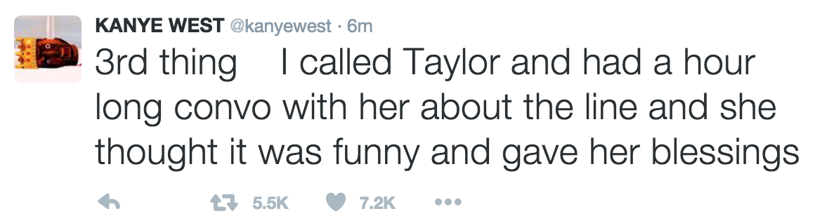 Kanye West Defends His Misogynistic Lyrics About Taylor Swift on Twitter