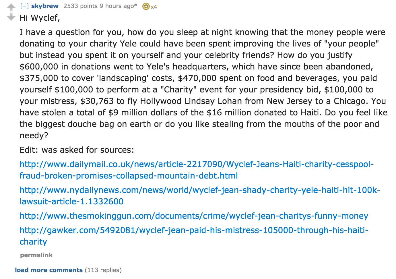 Wyclef Jean Bails on Reddit AMA When Asked About Embezzling From His Haitian Earthquake Charity