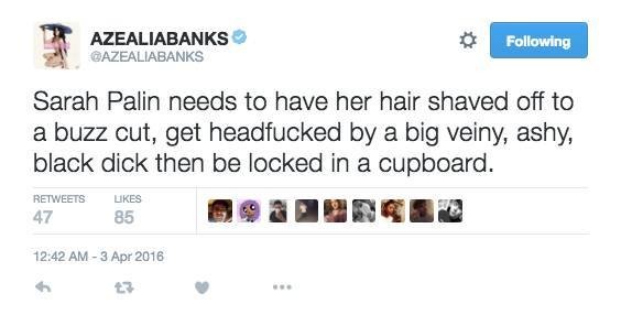 Azealia Banks Got Into A Nasty Twitter Fight With Sarah Palin And Now Palins Suing Her Spin 