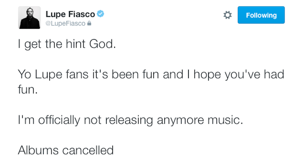Lupe Fiasco Abruptly Retires From Music