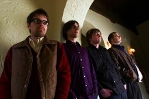 The rock band Weezer. from left to right are  Rivers Cuomo, Brian Bell, Mikey Welsh and Pat Wilson