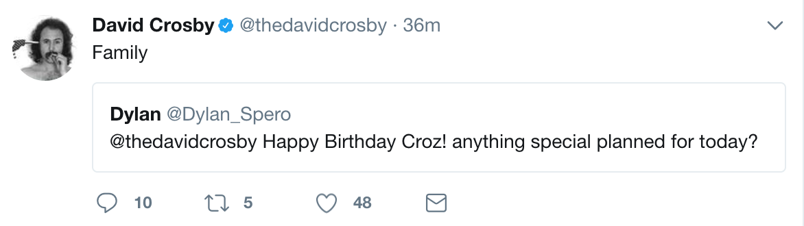 David Crosby Is Having a Good Time on His Birthday