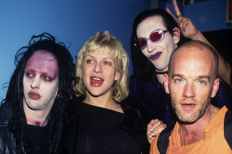 Twiggy Ramirez, Courtney Love, Marilyn Manson and Michael Stipe at Radiohead's June 9, 1997 show in NYC / Photo by Getty Images