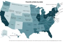 favorite state artists map, Echo Nest, Drake, Jay Z, Macklemore & Ryan Lewis, Eminem, Imagine Dragons, Alt-J, Lorde, Daft Punk