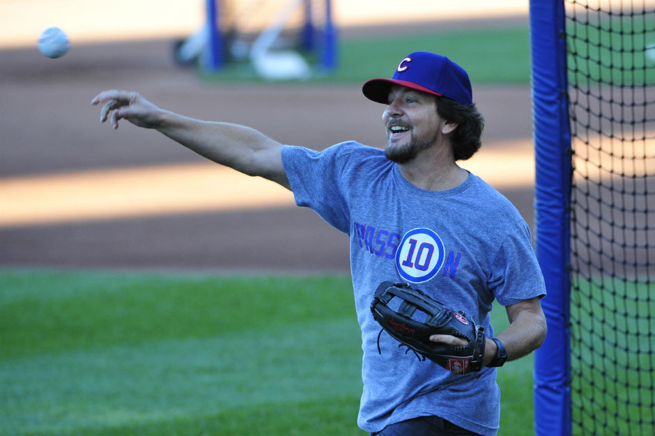 Eddie Vedder Cubs Game First Pitch Wrigley 'Take Me Out to the Ballgame'
