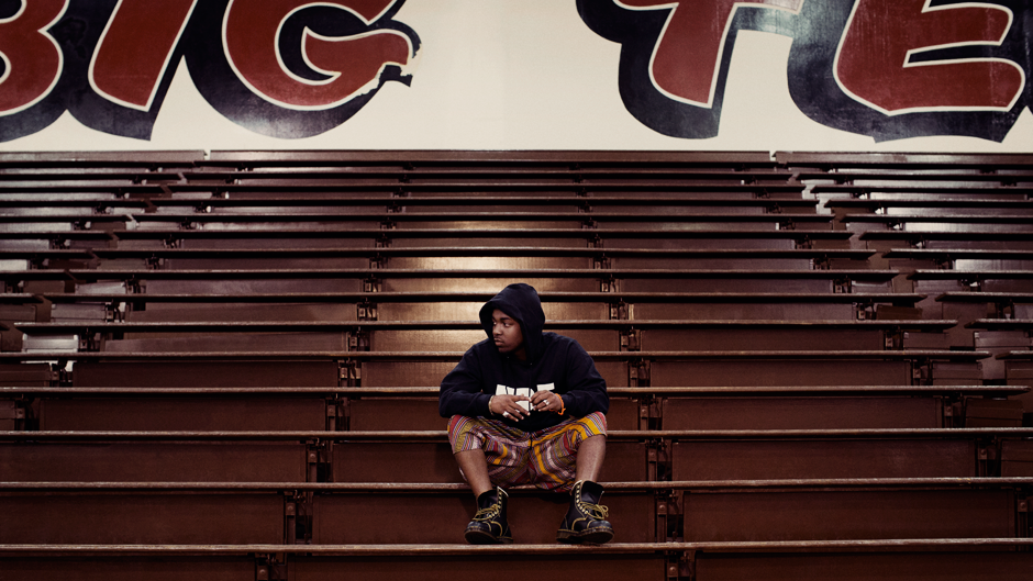 Kendrick Lamar at Centennial High School, Compton, 2012 / Photo by Dan Monick