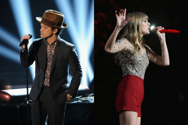 Bruno Mars Taylor Swift Billboard Charts Top 10 red locked out of heaven