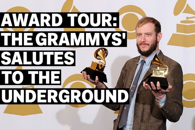 Justin Vernon of Bon Iver wins two Grammys for Best Alternative Music Album and Best New Artist in 2012 / Photo by Kevork Djansezian/Getty Images