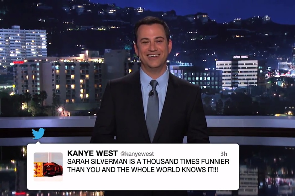 Kanye West, 'Jimmy Kimmel Live!,' Twitter, feud, reaction, BBC interview, video, spoof