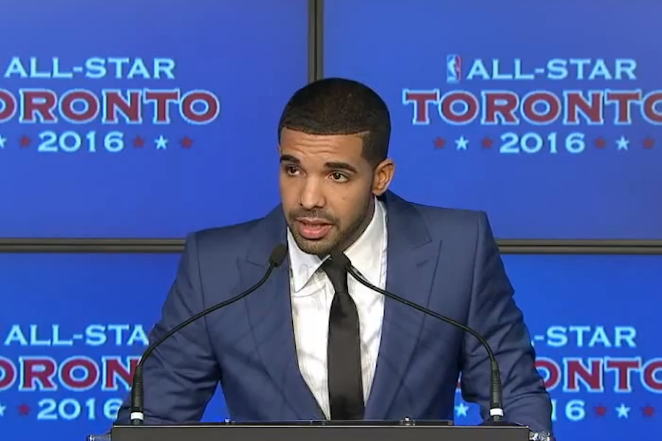 Drake introducing himself as the Raptors' global ambassador