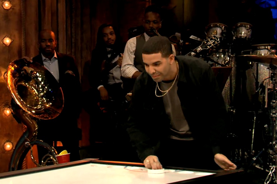 Drake, 'Late Night With Jimmy Fallon,' beer hockey