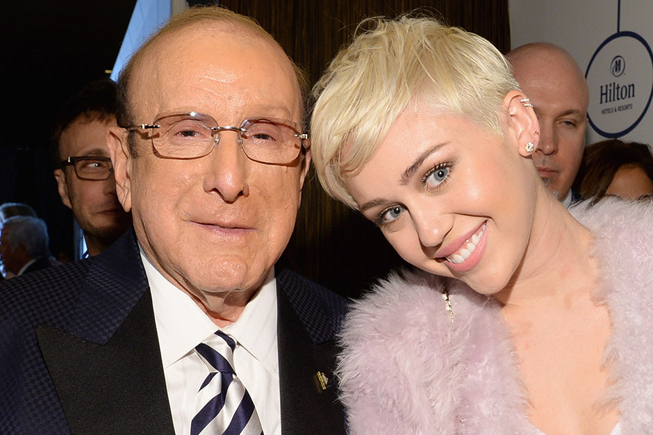 Clive Davis and Miley Cyrus at the Clive Davis And The Recording Academy Annual Pre-Grammy Gala, Los Angeles, January 25, 2014
