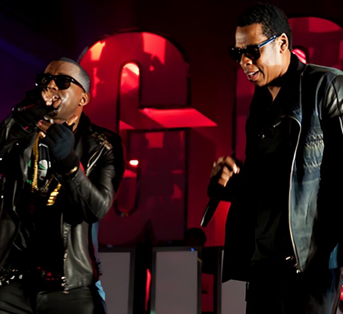 Kanye West & Jay-Z perform during SXSW in Austin, Texas on March 19, 2011.