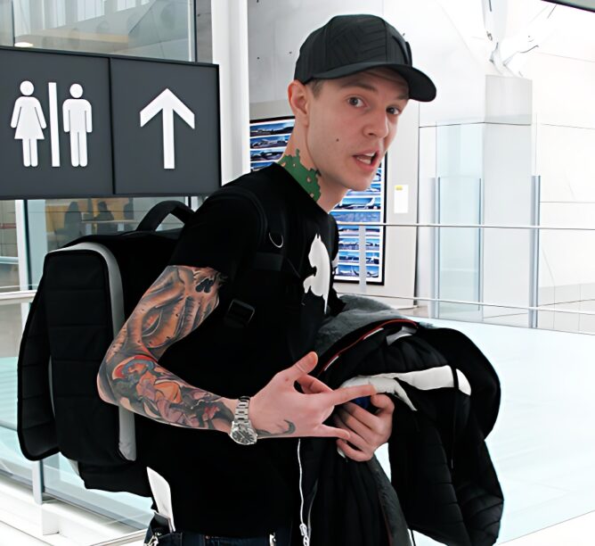 Deadmau5 catches at Pearson Airport in Toronto, Canada
