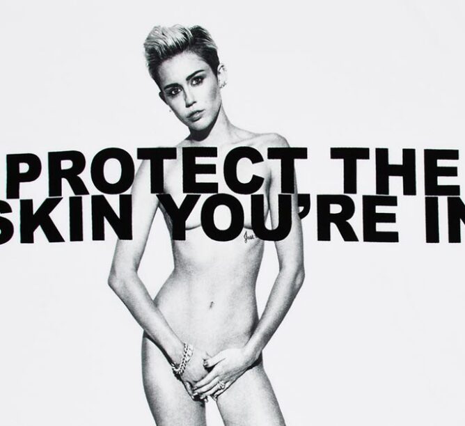 Miley Cyrus nude naked shirt protect your skin