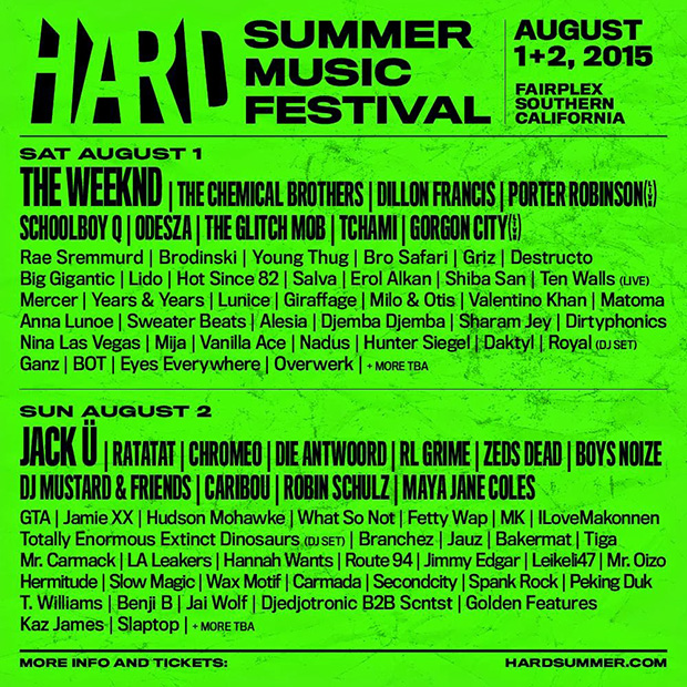 Hard Summer Music Festival 2015 Lineup: The Weeknd, Jack U, Caribou, and More