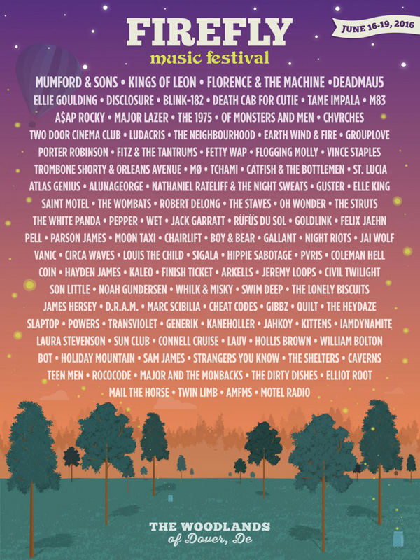 Firefly Music Festival 2016 Lineup: Blink-182, Florence + the Machine, Tame Impala, More