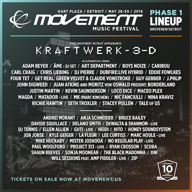 Movement 2016 Phase One Lineup: Kraftwerk 3D, Four Tet, Caribou, Boys Noize, More