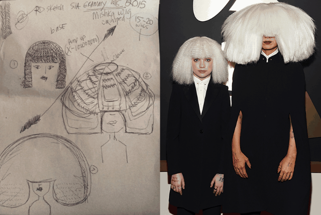 Wigging Out Talking To Sia S Stylists About The Making Of Her Sia Grammy Wig Sketch