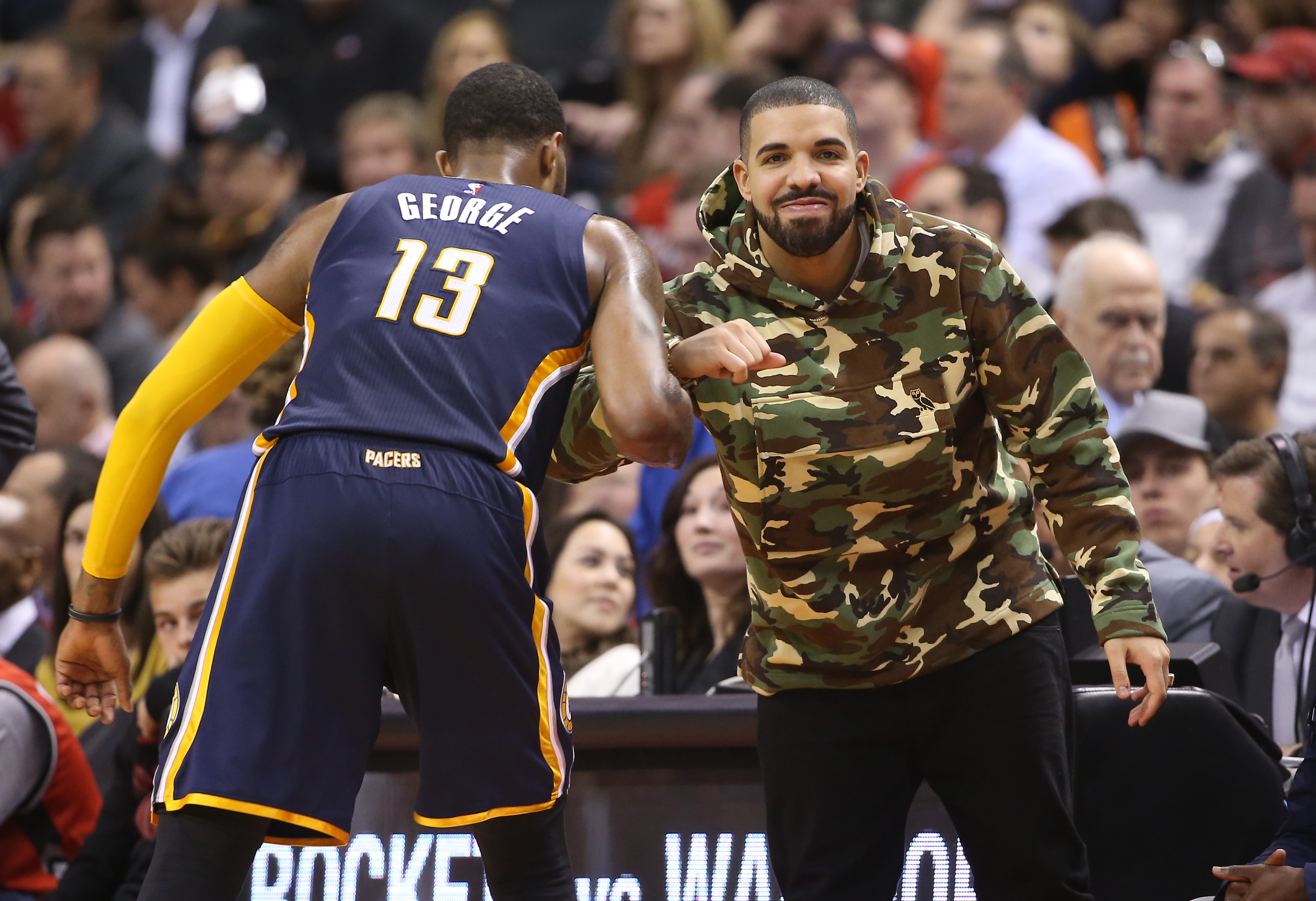Drake at Indiana Pacers v Toronto Raptors - Game One