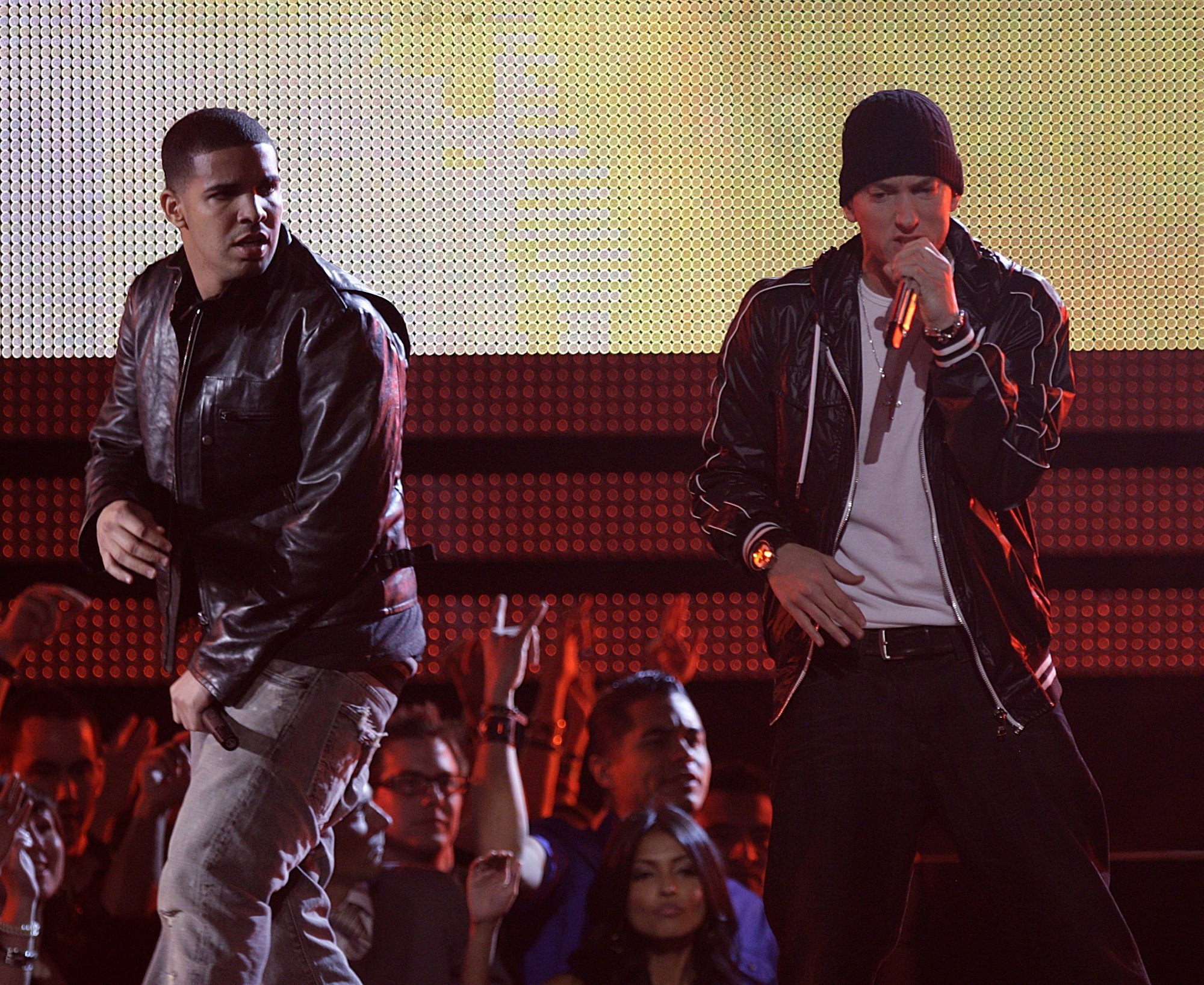 Drake and Eminem at The 52nd Annual Grammy Awards