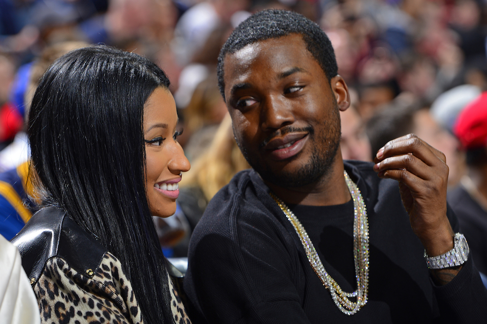 Nicki Minaj and rapper beau Meek Mill enjoy relaxed evening at Philadelphia  76ers
