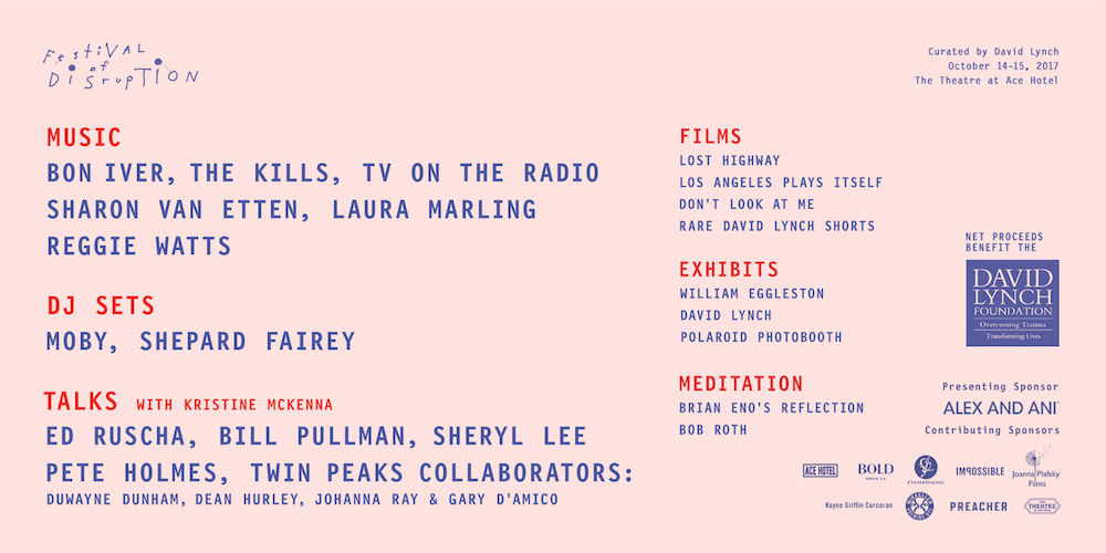 TV on the Radio, Bon Iver, the KIlls, and More to Perform at David Lynch's Festival of Disruption