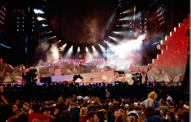 Pink Floyd Performs In Berlin, Germany On July 21, 1990.