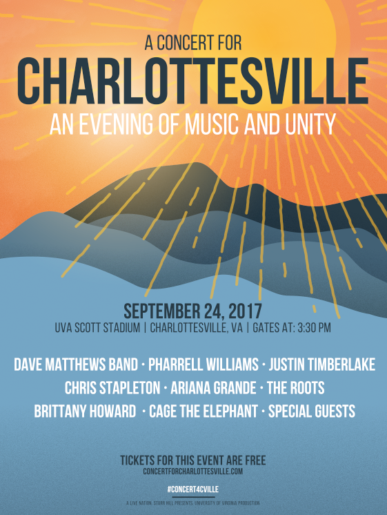 Justin Timberlake, Ariana Grande, and Dave Matthews Band to Perform at Free Charlottesville Concert