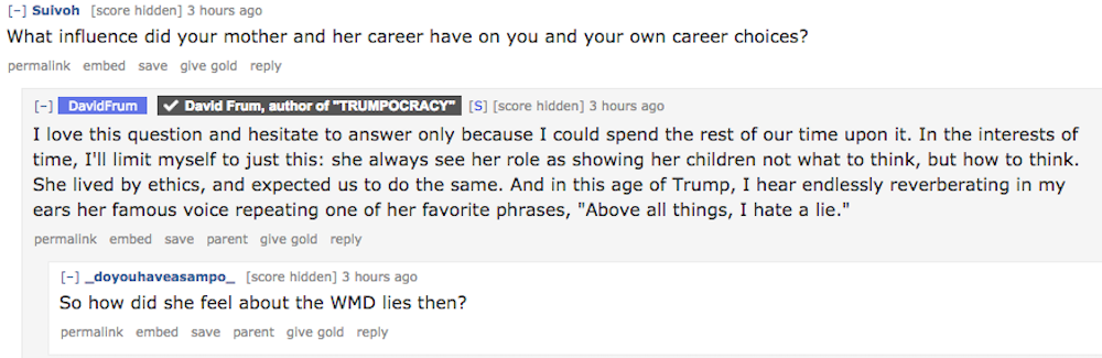 David Frum Didn't Seem Very Keen on Answering Questions About the Iraq War in His Reddit AMA