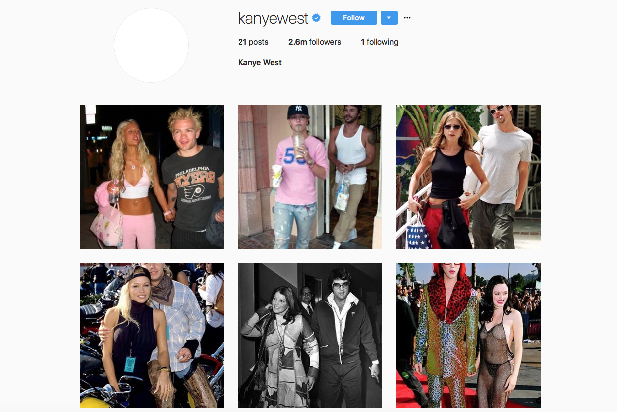 For Valentine's Day, Kanye Is Posting Photos of Iconic Couples Who've Broken Up