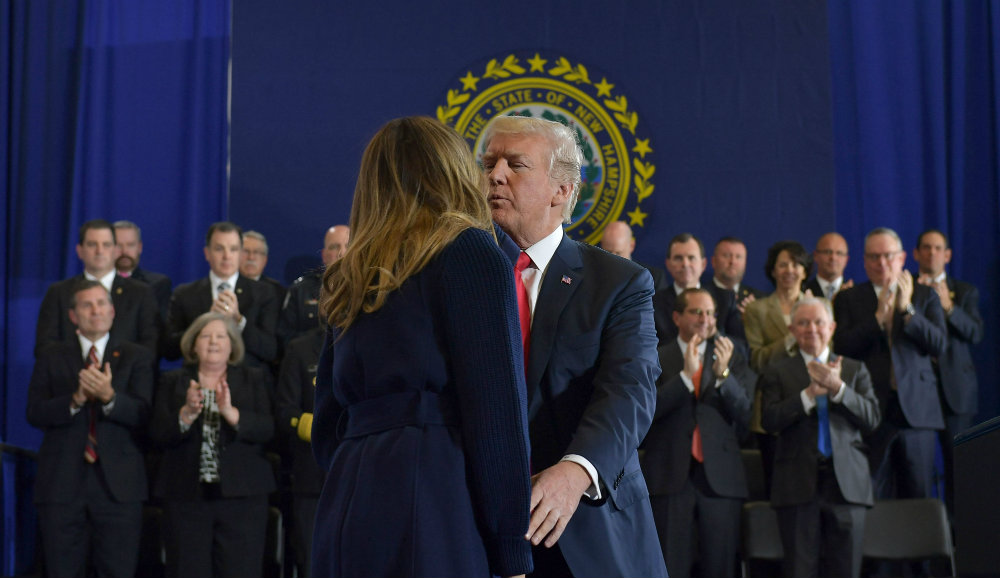 Melania and Trump Kiss at Opioid Event