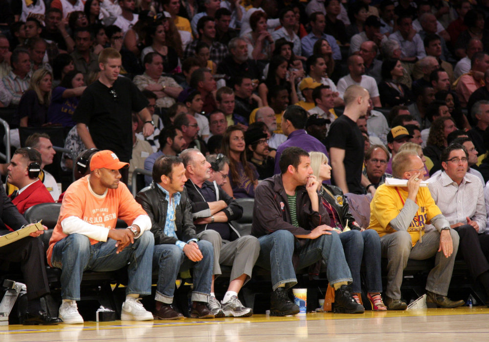 Rob Schneider and Adam Sandler Have Better Seats Than Anthony Kiedis 2009 NBA Playoffs