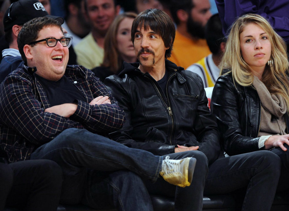 Anthony Kiedis and Jonah Hill at Lakers Game 2009
