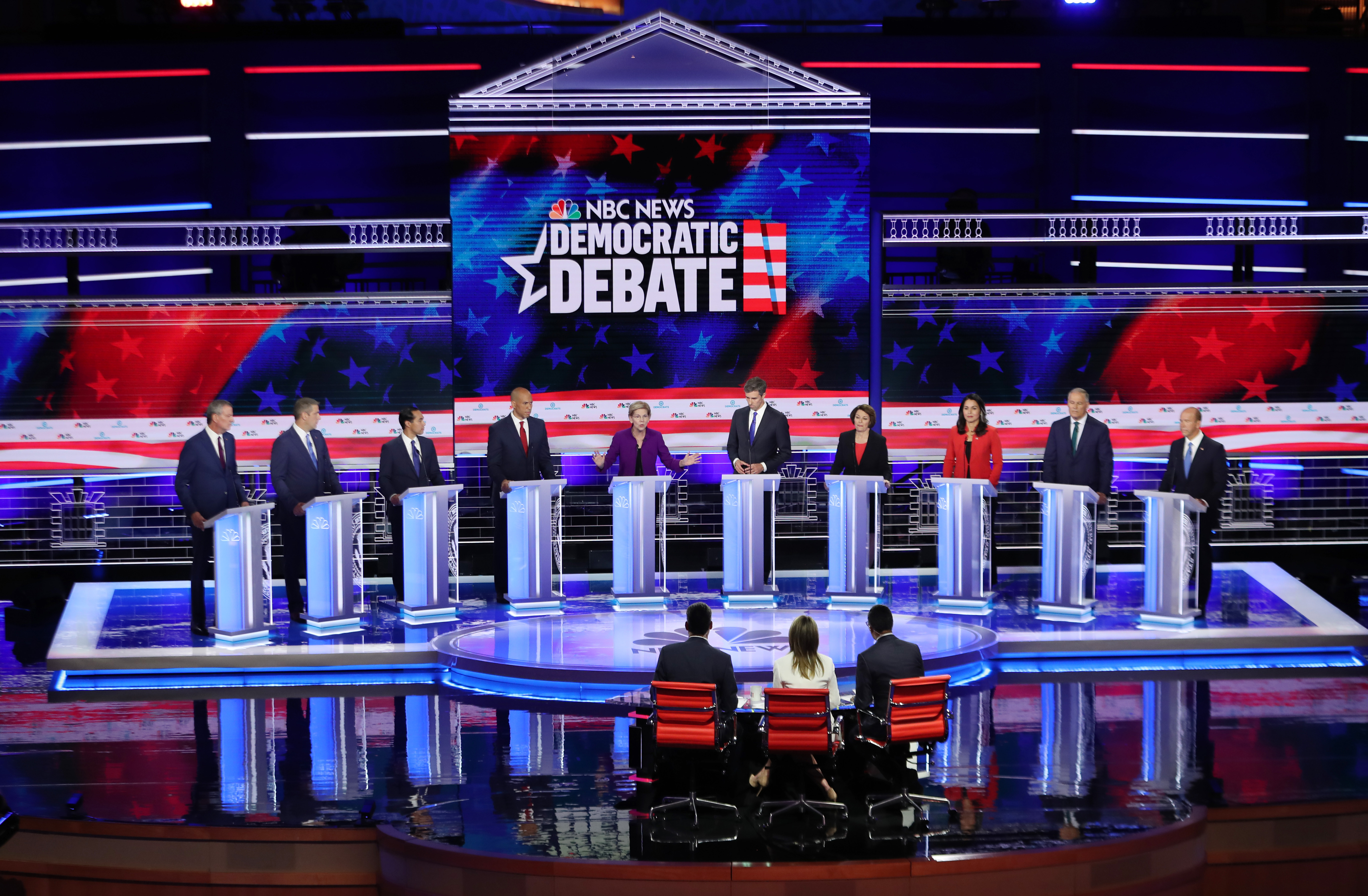 Democratic presidential candidates during night one of the debate