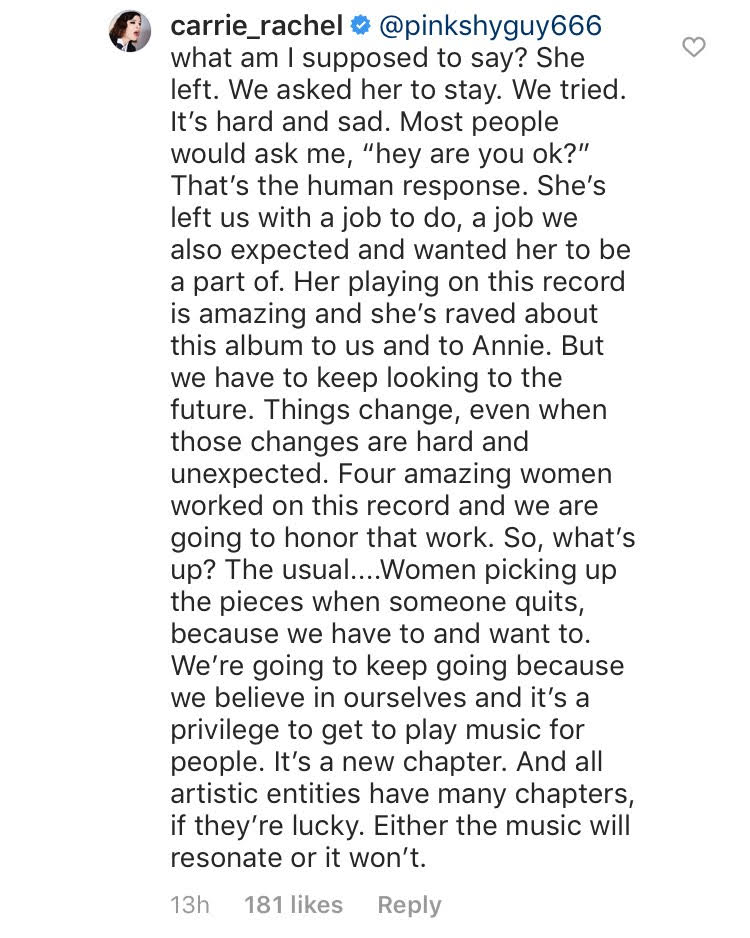 Carrie Brownstein on Janet Weiss' Departure From Sleater-Kinney: 