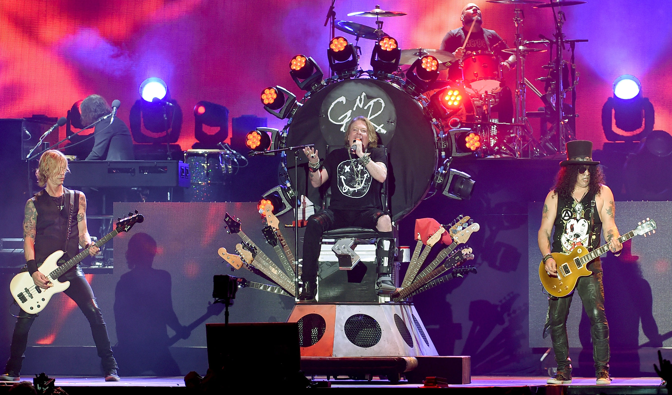 Axl Rose, Slash, and Duff McKagan of Guns N' Roses