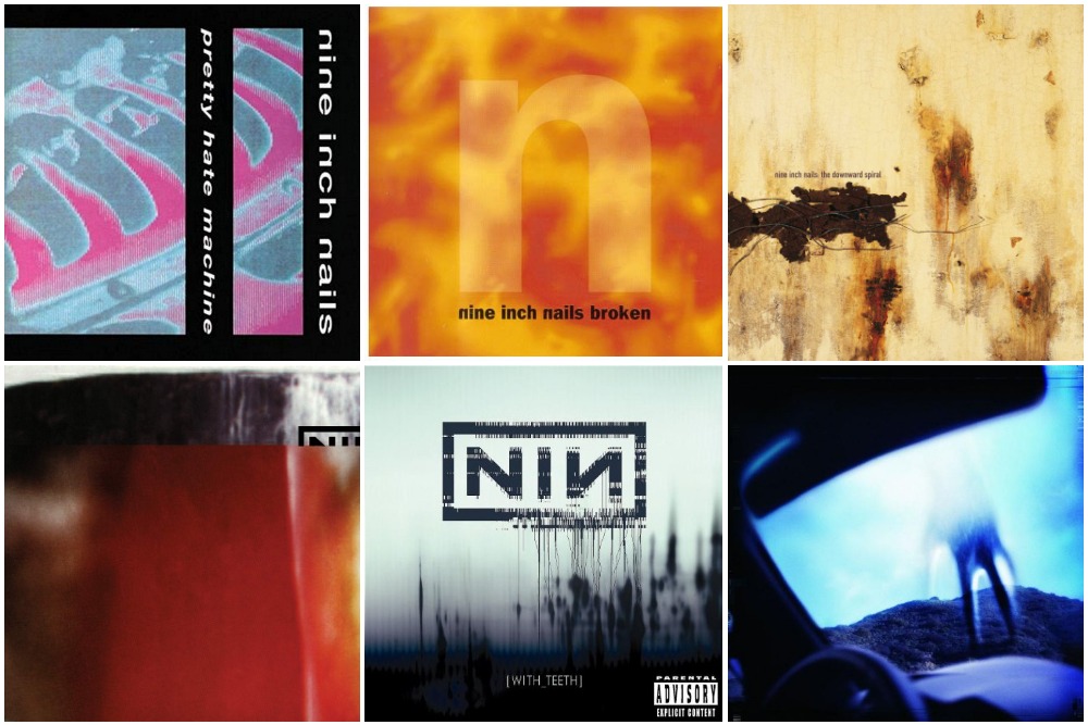 Nine Inch Nails albums Pretty Hate Machine, Broken, Downward Spiral, The Fragile, With Teeth, Year Zero