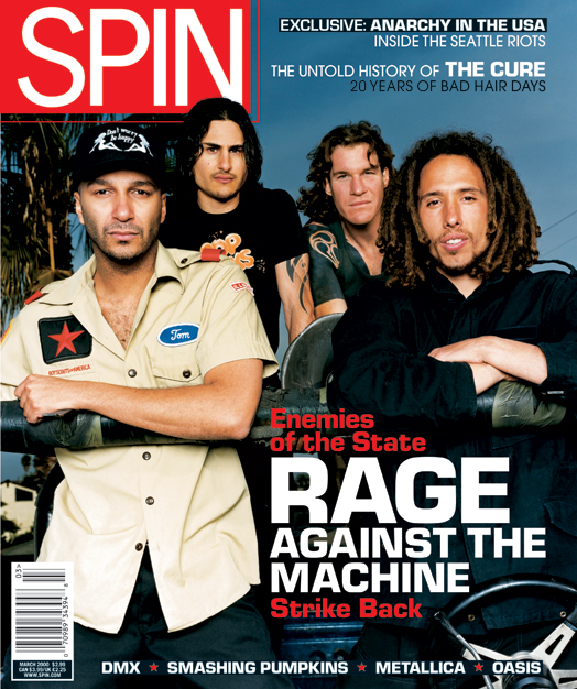 Rage Against the Machine on the cover of SPIN March 2000