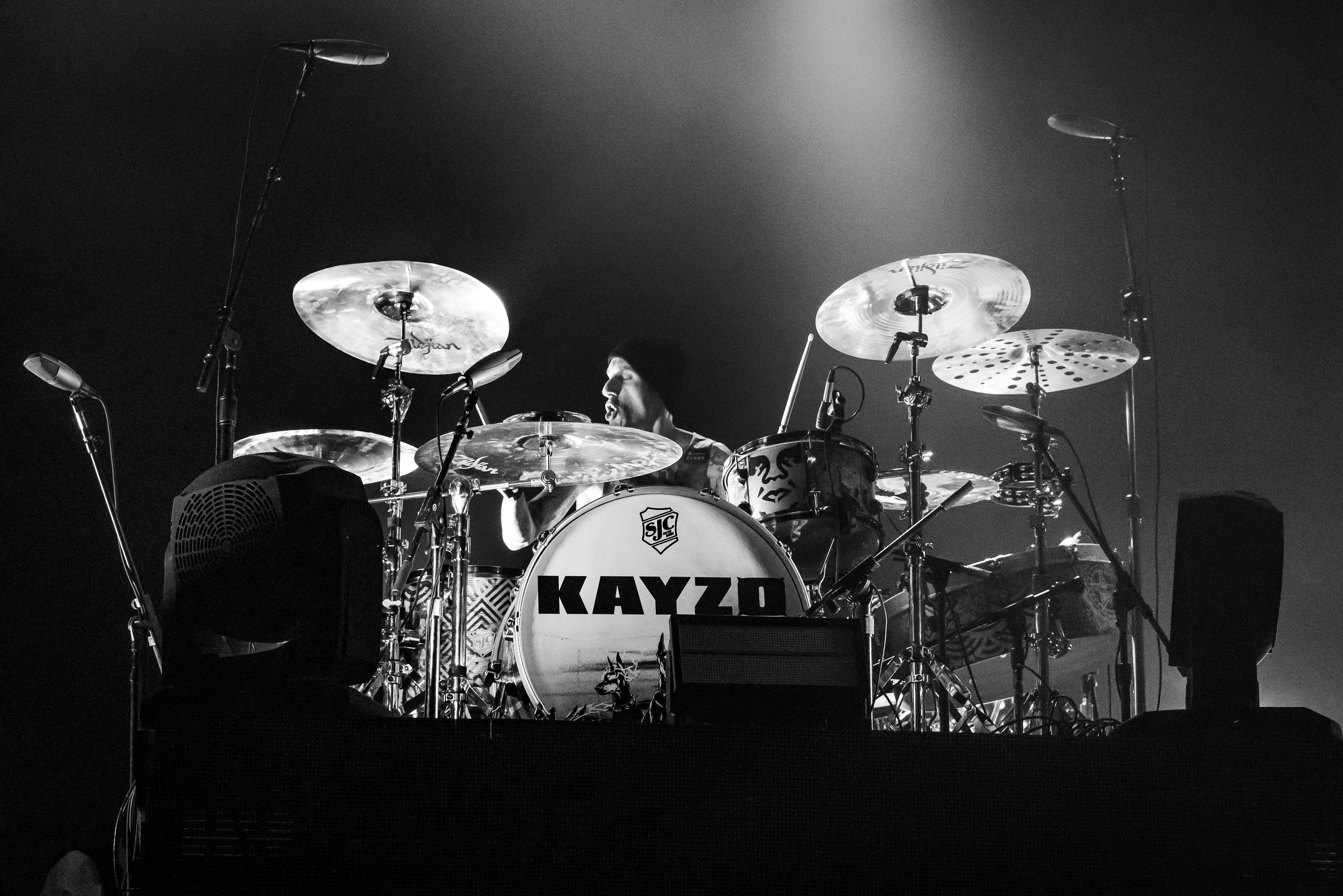 Frank Zummo of Sum 41 playing drums for Kayzo