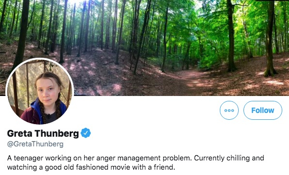 Greta Thunberg's Twitter bio on December 12, 2019