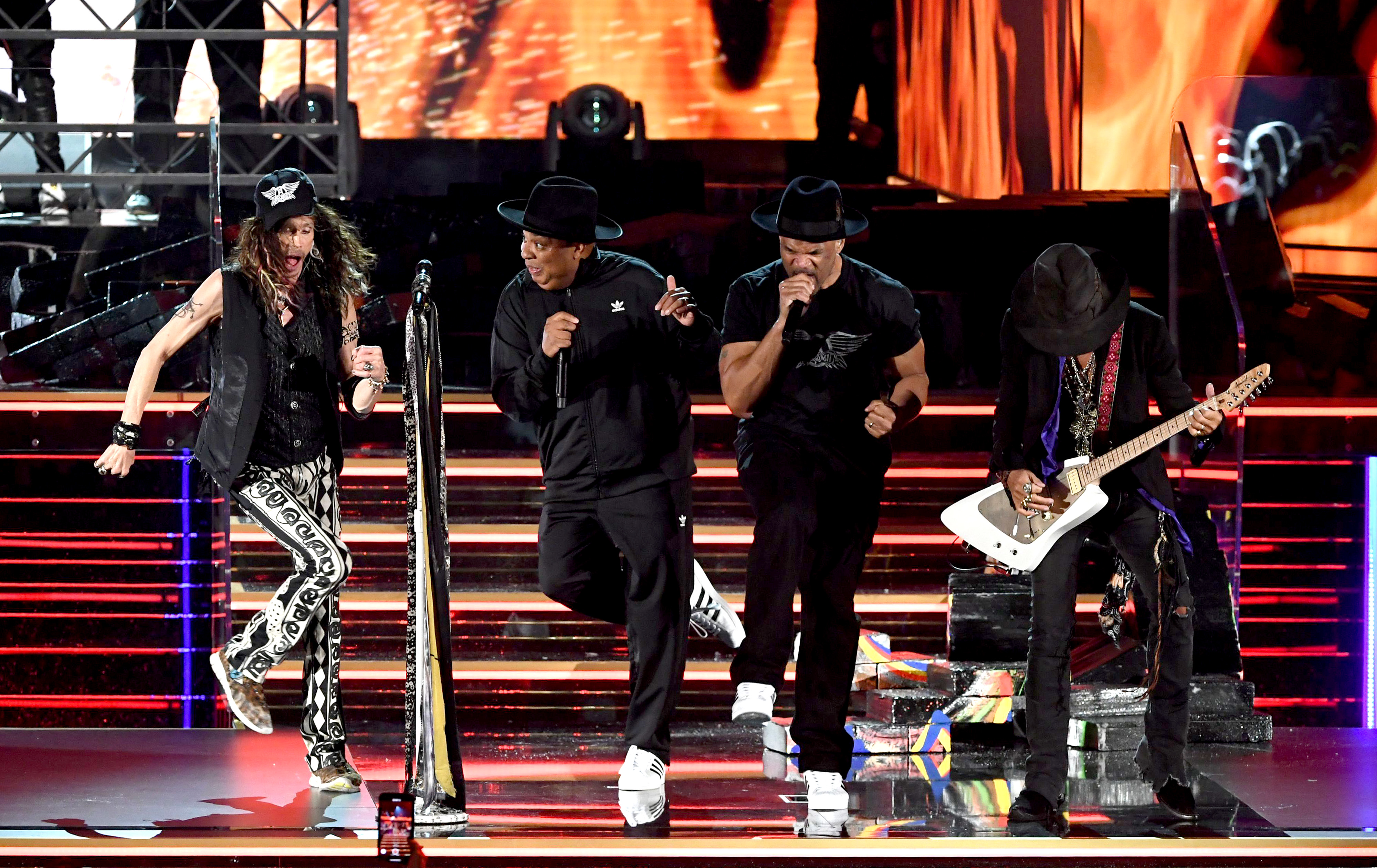 Aerosmith and Run DMC performing at the 2020 Grammy Awards