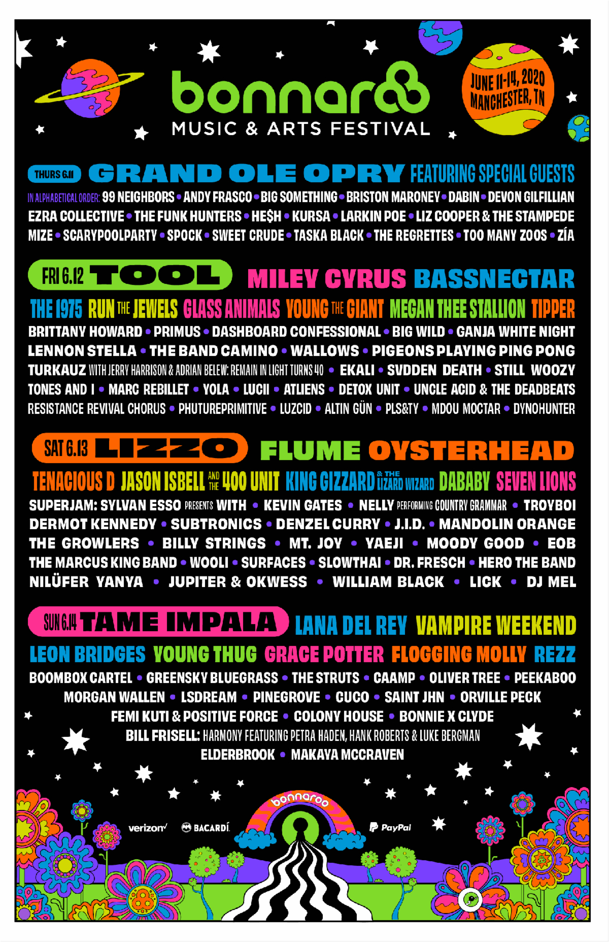 Bonnaroo 2020 lineup poster