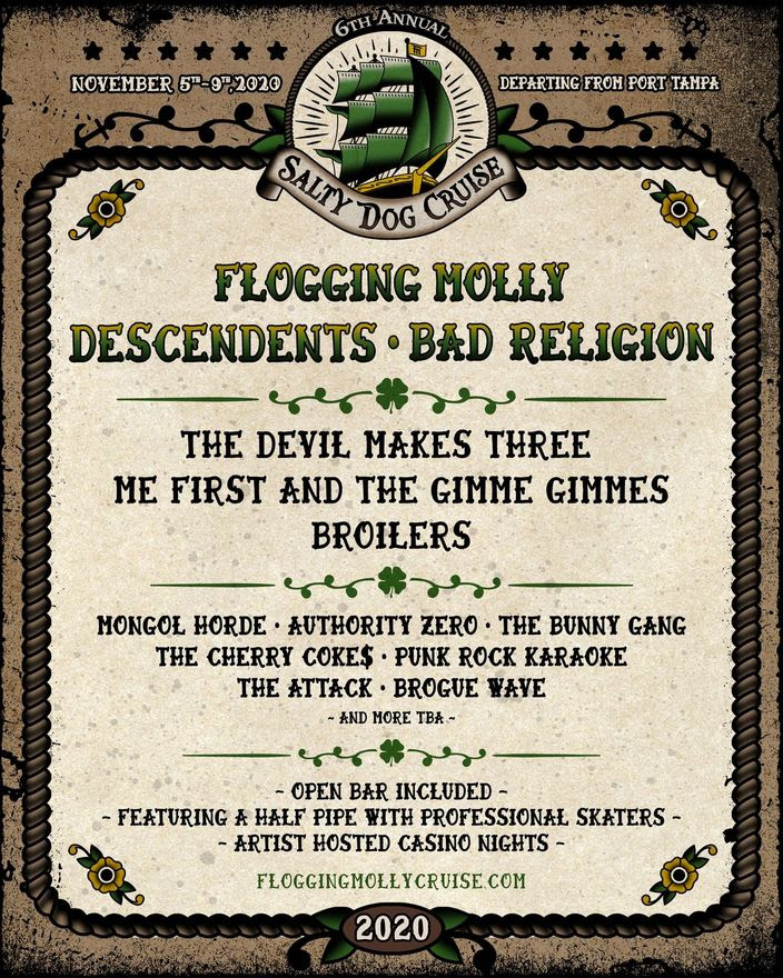 Flogging Molly, Descendents, Bad Religion to Set Sail on Salty Dog Cruise 2020