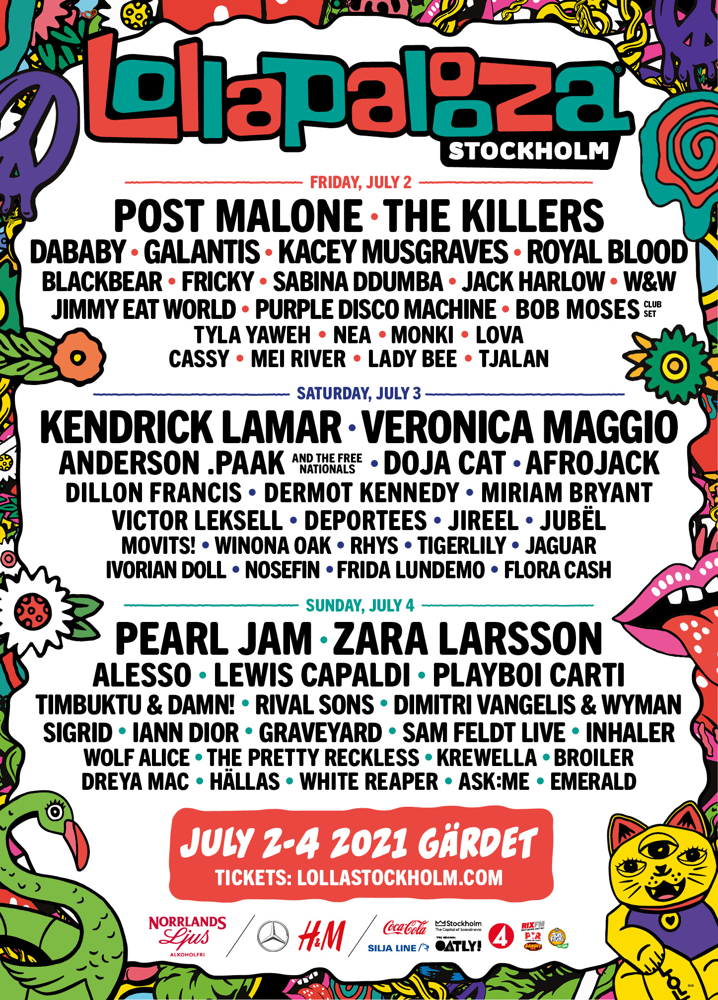 Lollapalooza Stockholm Reveals Its 2021 Lineup