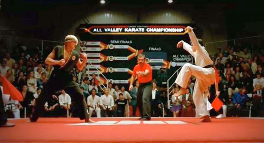 This is a photo of Karate Kid. Crane kick