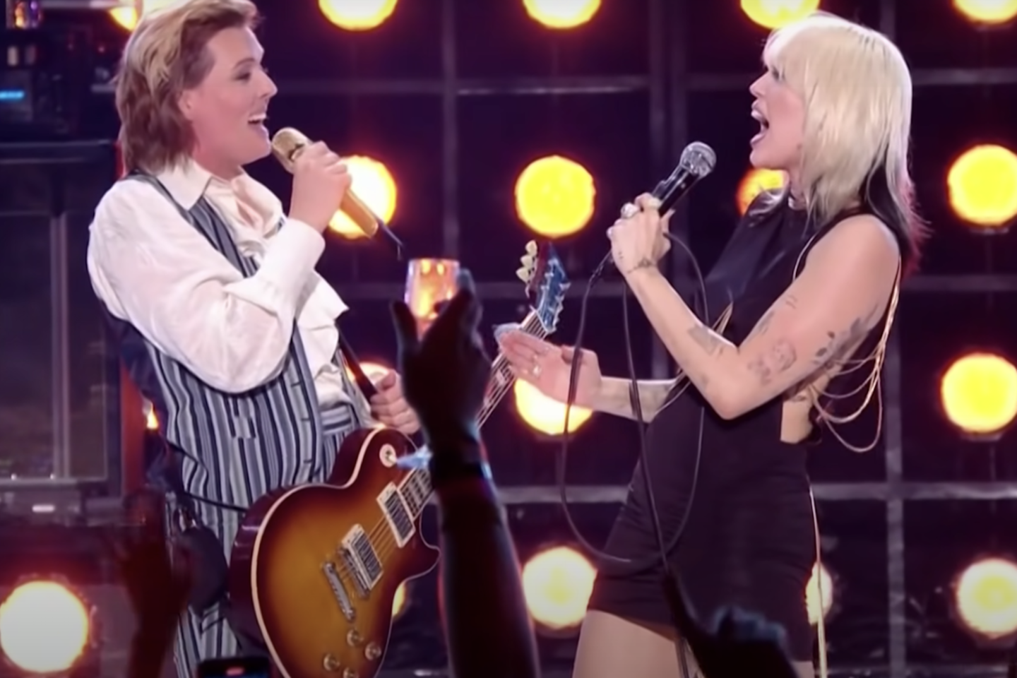 Miley Cyrus and Brandi Carlile perform together on New Year's Eve