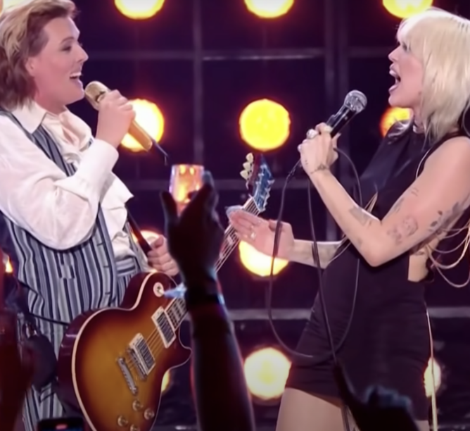 Miley Cyrus and Brandi Carlile perform together on New Year's Eve