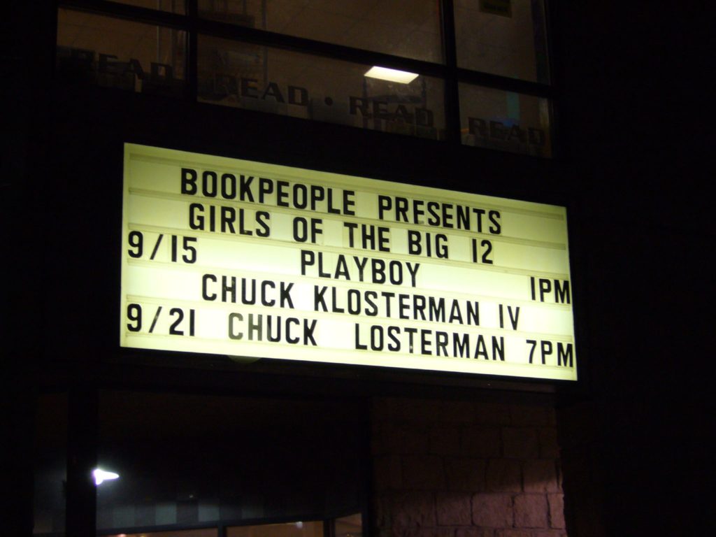 This is a photo of Chuck Klosterman billboard